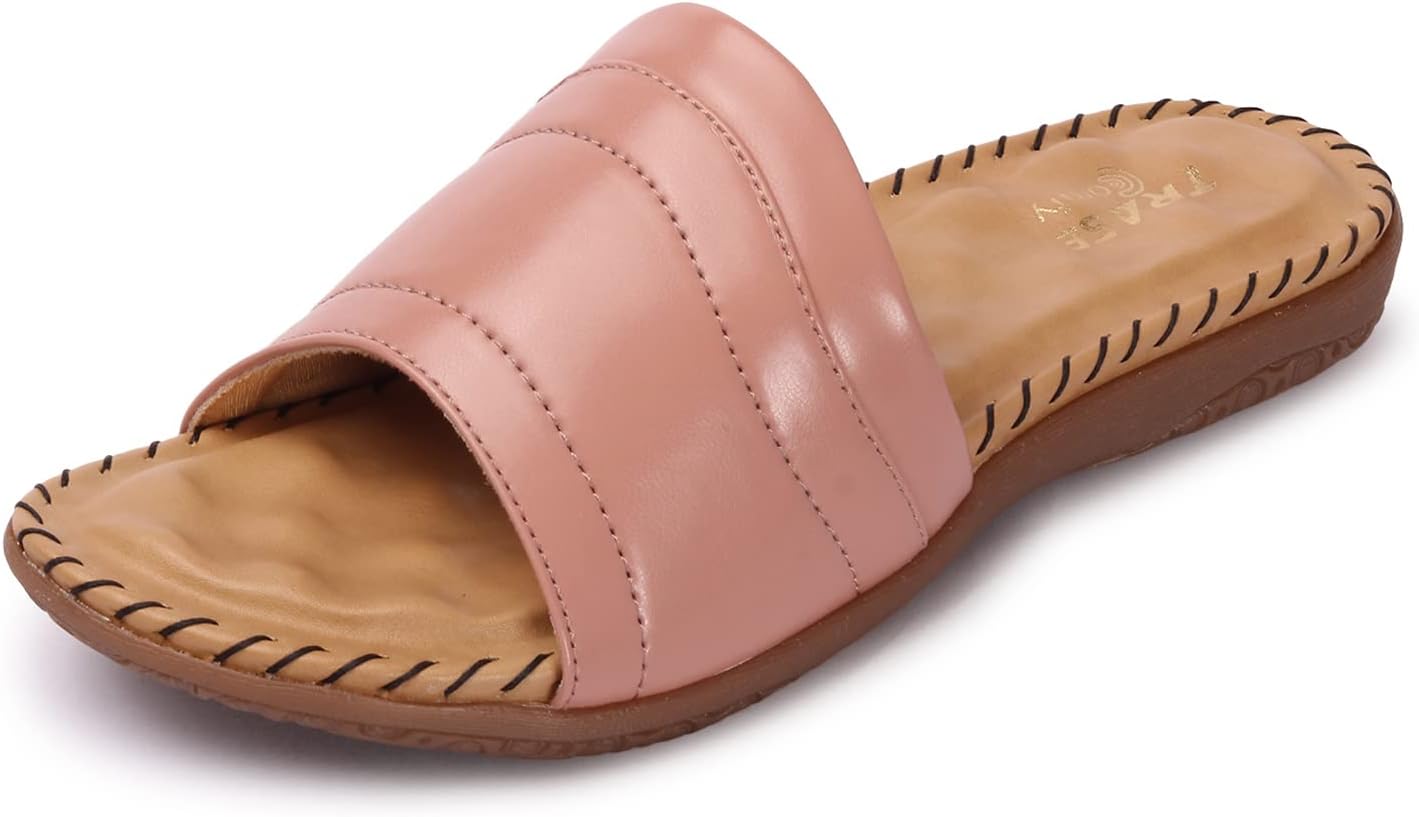 TRASECFY-VI Women's Flat Slippers | Doctor Ortho Comfortable Chappal for Women & Girls | Light weight, Soft Footbed & Stylish | Diabetic & Orthopedic Footwear, Good for Knee & Foot Pain