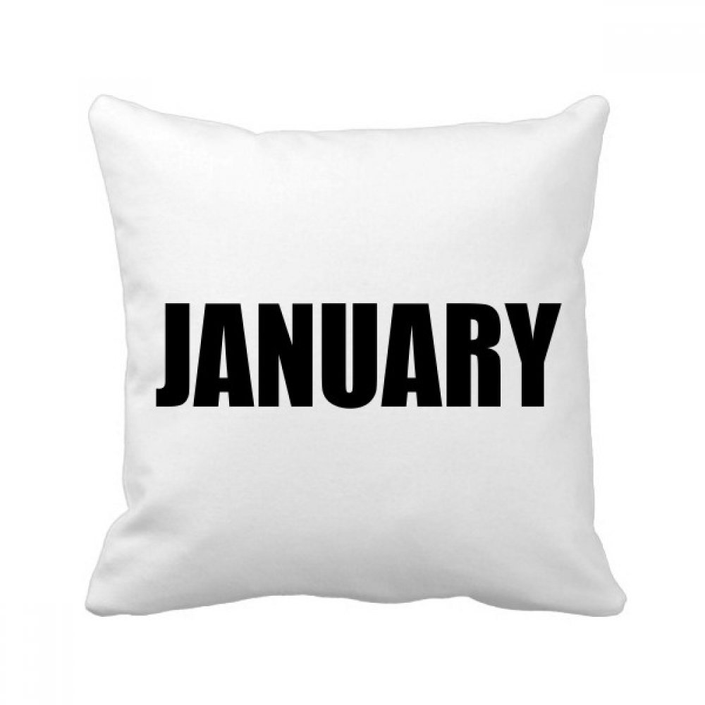 Coussin Mois Janvier Mots Noir pour décor de canapé - Oreiller multicolore de salon 40x40cm