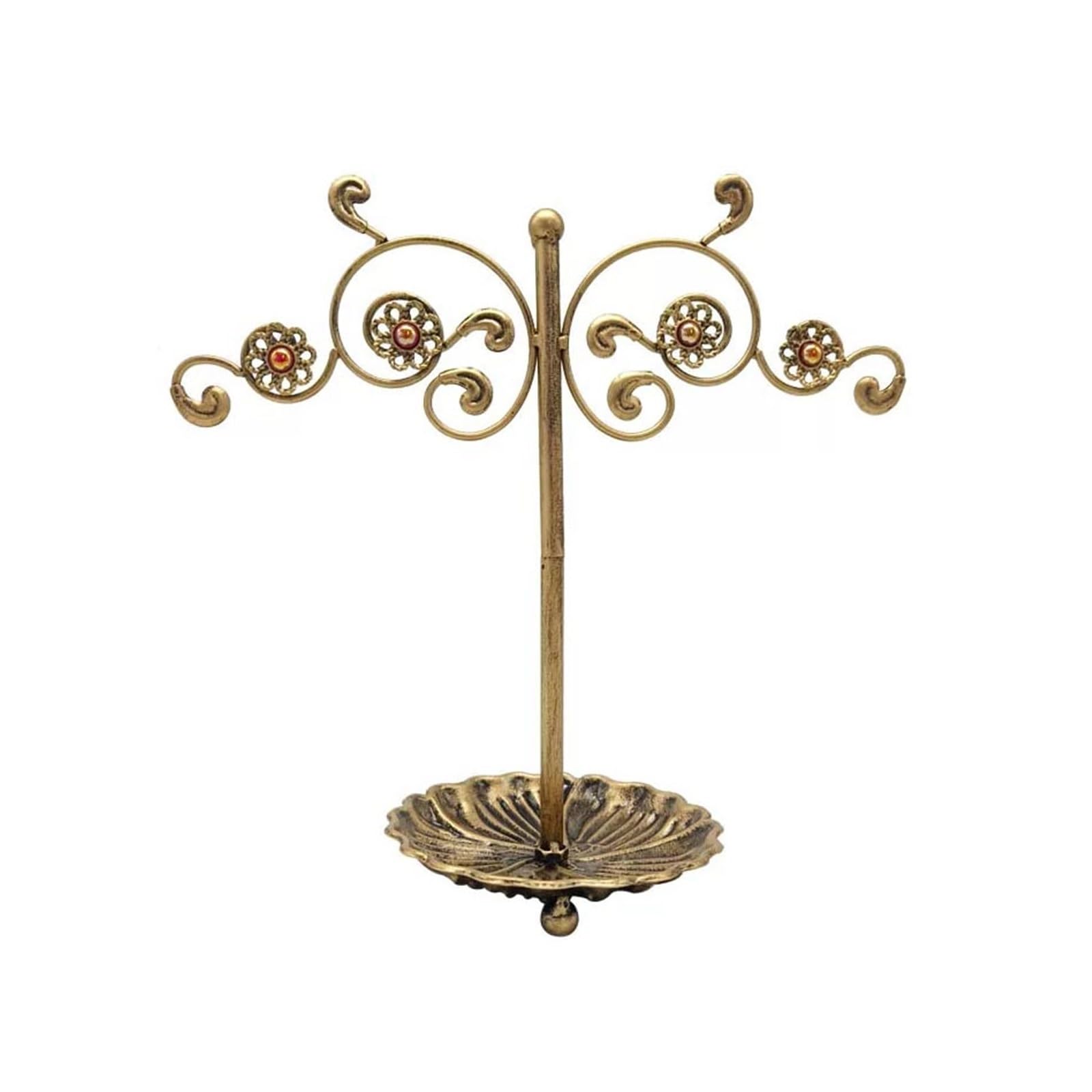 GEK208130 Jewelry Display Stand Vintage Metal Jewelry Stand Necklace Holder with Tray Organizer