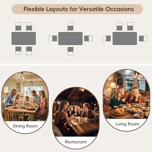 Buytime 5-Piece Dining Table Set for 4, Solid Wood Farmhouse Rectangular Kitchen Table Set with 4 Chairs, Space-Saving Wooden Dinette Set for Small Space, Dining Room, Breakfast Nook, Grey & White