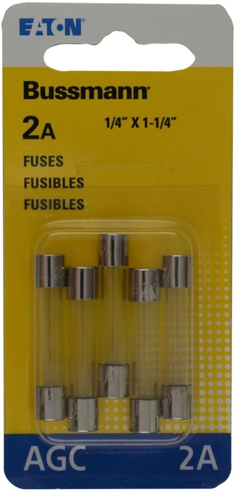 Bussmann AGC-2-R AGC Series Fuse, Fast Acting, 2 Amp, 250V, Glass Tube, 1/4" x 1-1/4", Rohs Compliant (Pack of 5)