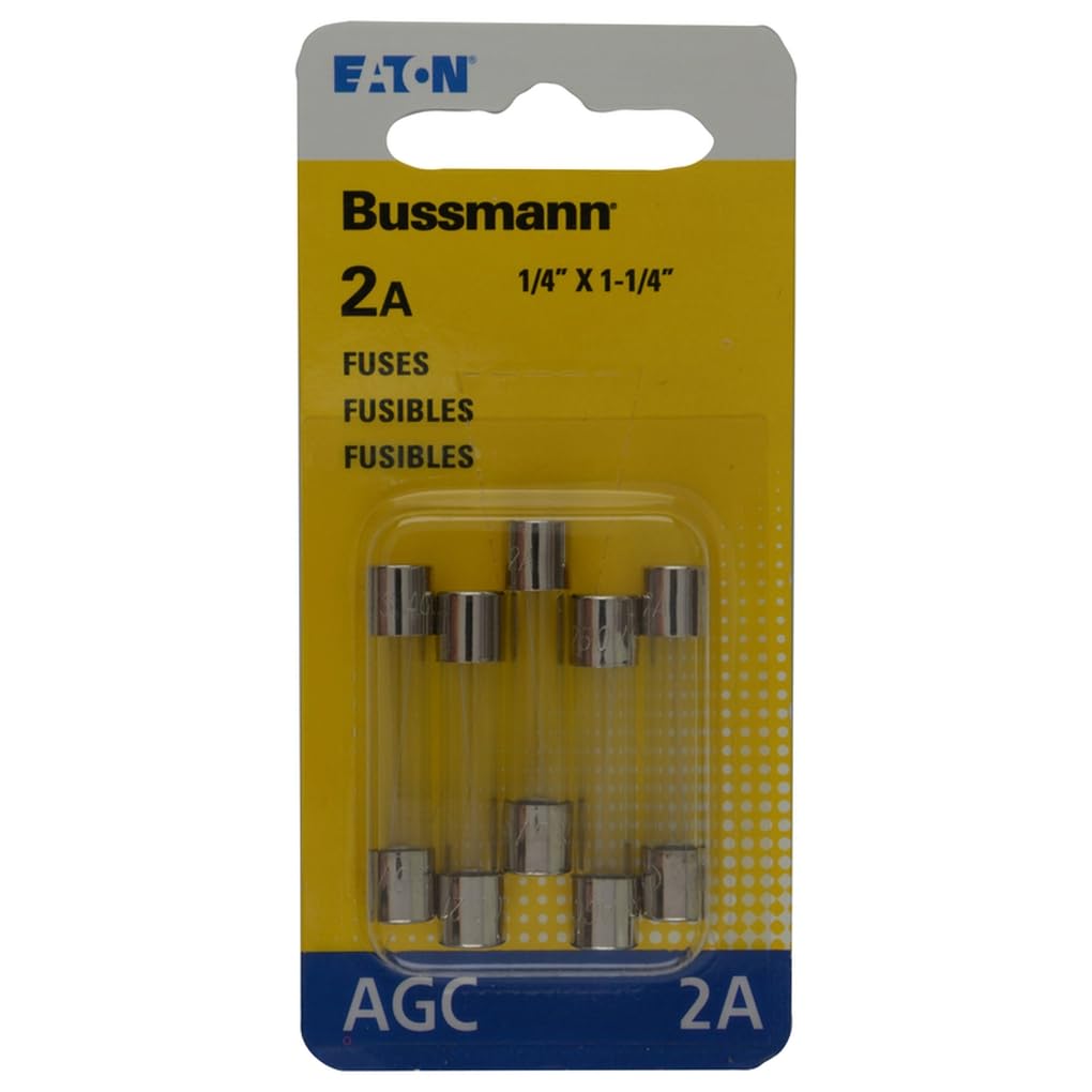 Bussmann AGC-2-R AGC Series Fuse, Fast Acting, 2 Amp, 250V, Glass Tube, 1/4" x 1-1/4", Rohs Compliant (Pack of 5)