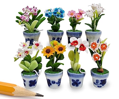 Fleurs miniatures en set de 8, cadeau idéal pour passionné de miniature