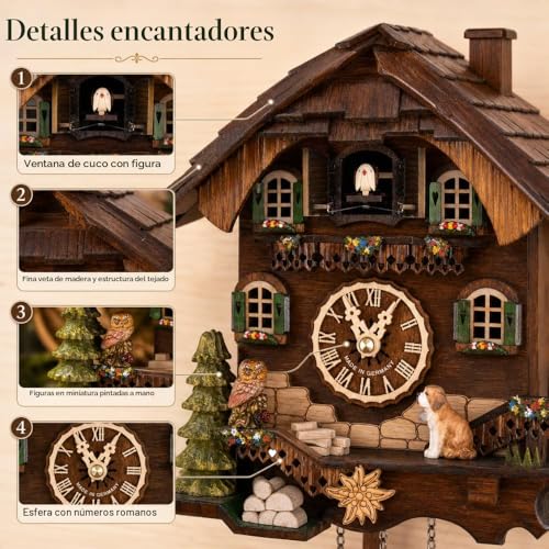 Reloj de cuco tipo chalet Cuckoo Palace de cuarzo y 32 cm 4