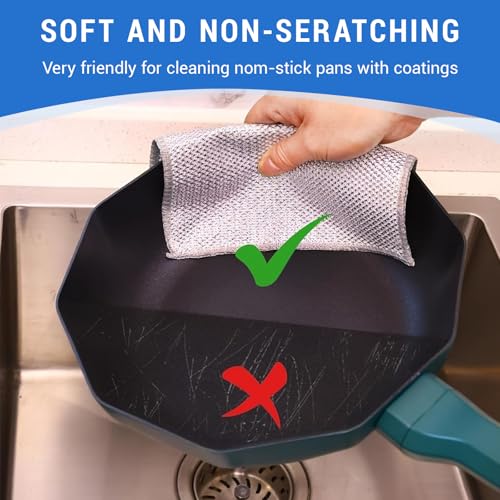 Image of 25 PCS Multipurpose Non Scratch Wire Dishcloths, Metal Dishcloth Cleaning Cloth, Steel Dishwashing Dish Rags