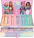 WOW GENERATION - Estuche Maquillaje Niña con 5 Brillos de Labios y Accesorios Personalizables, Set de Belleza Infantil