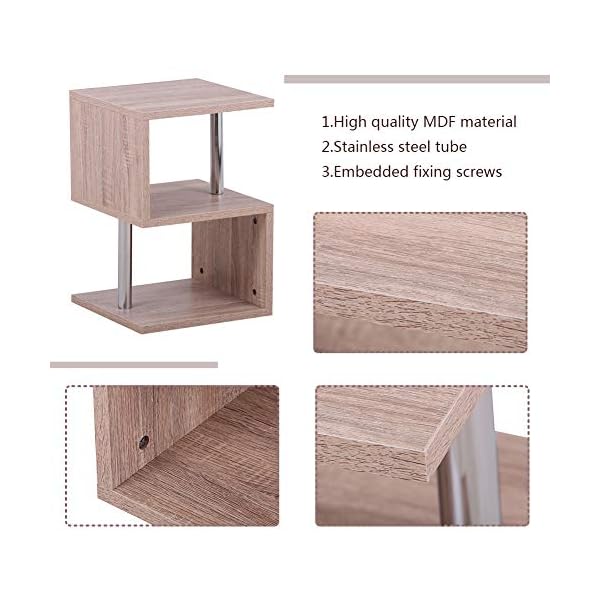 GOLDFAN Coffee Table Bedside Table Sofa Side End Table Small Bookcase Bookshelf for Living Room Bedroom and Office - Image 5