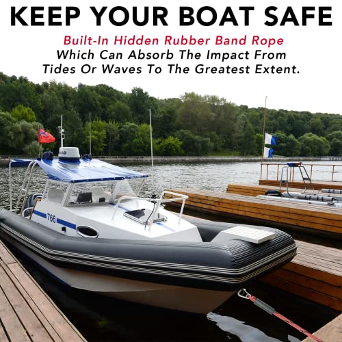 image for Iririi 4 Feet Bungee Dock Line Mooring Rope for Docking with Stainless