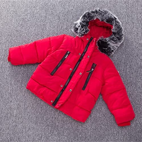 Winter Down Coat For Kids Toddler Kids Baby Girls Boys Winter Coats Thicken Fleece Collar Hoodie Down Jacket Windproof Snowsuit Clothes Outerwear A503 Red #TOP2