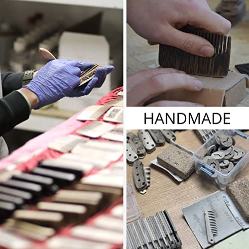 Beard Comb For Men Pocket Folding Combs For Mustache & Hair Travel Natural Wooden Comb With Real Man Engraving - Perfect For Use W/Beard Balm Oil (Wavy Viking) #TOP3