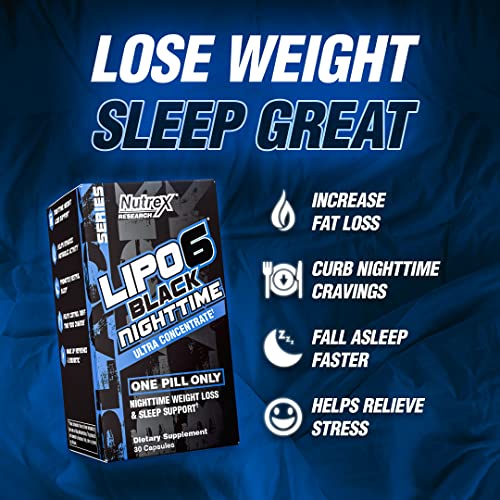 Nutrex Lipo 6 Nighttime Fat Burner | Melatonin Sleep Aid & Weight Loss Diet Pills For Men And Women | Night Time Metabolism Booster Appetite Suppressant | 30 Servings (1) #TOP2