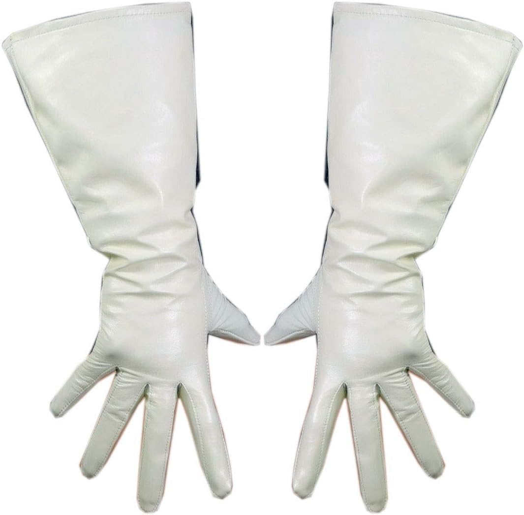 Fashion Long Gloves Unisex Gauntlet Faux Leather 38cm 15-inch Large Wide Cuff for Women Costume Cosplay