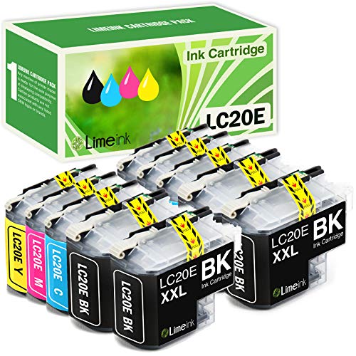 Limeink 10 Pack Remanufactured LC20E Super High Yield Ink Cartridges Compatible with MFC-J5920DW MFC-J985DW XL MFC-J775DW Printers LC20EBK LC20EM LC20EC XXL LC20EY 4 Black, 2 Cyan, 2 Magenta, 2 Yellow