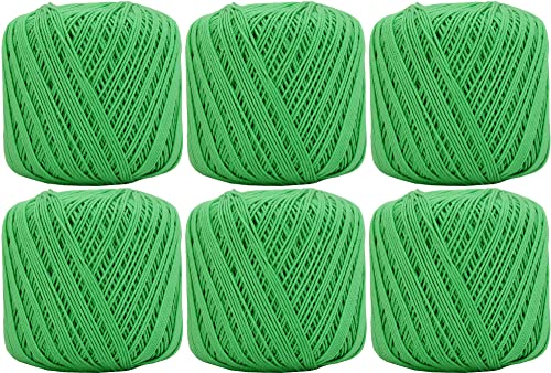 Image of ThreadArt 100% Cotton Crochet Thread Size 3, 6 Ball Pack, Bright Green 35 | Soft pure cotton crochet thread for lace, doilies, amigurumi and crafts. Smooth finish with crisp stitch definition.