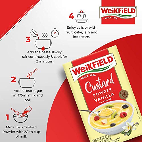 Image of Weikfield Custard Powder, Vanilla Flavour, 500g Carton (Pack of 2)