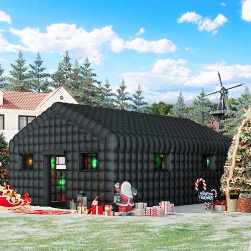 EROMMY 30x20x13 FT Large Black Inflatable Nightclub, Blow Up Party Tent Portable with 1100W Blower, Disco Night Club Tent for Adult Birthday Party Business Rental