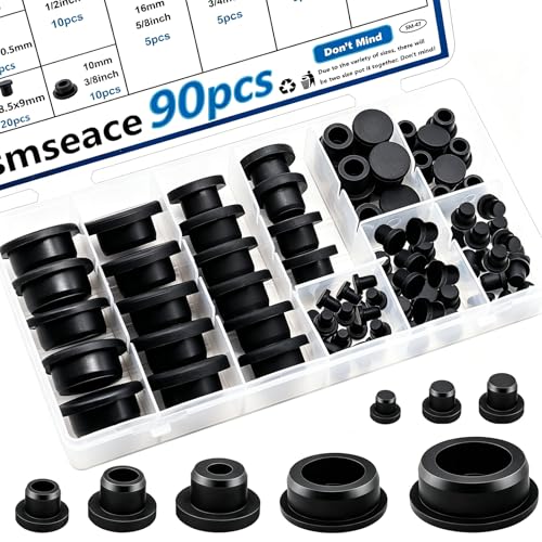 Image of smseace 90Pcs Rubber Plugs 9-Sizes 1 inch 7 /8 inch 3 /4 inch 5 /8 inch 1 /2 inch 3 /8 inch 5 /16 inch 1 /4 inch 1 /5 inch Assorted Sizes Silicone Stoppers Rubber Plugs for Holes Used for Tube,Bathtub,Kitchen and Outdoor Equipment