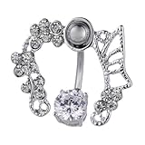 APLVFFZH 2xZircon Anillo para Ombligo Ombligo Piercing para El Cuerpo Joyería Acero Inoxidable Plata, multicolor, 5 piezas