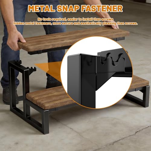 Stahl-Stufen-Set 2 Stufen, Metall-Treppenwange für Holztritt, Freistehende Treppen-Brackets für Innen- und Außentreppen (Breite 60 cm)