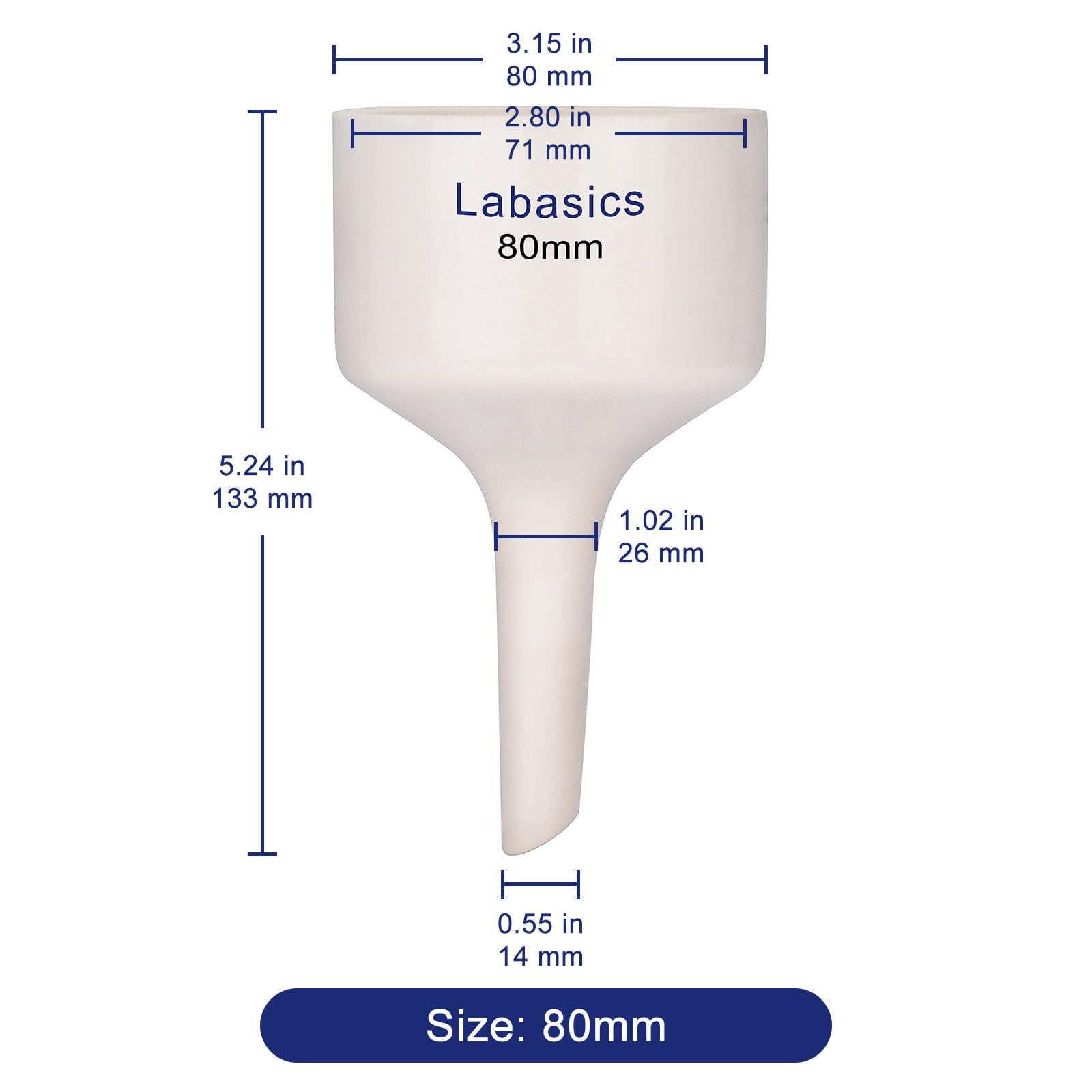 Labasics Imbuto Buchner in Porcellana 80 mm, Imbuto per Filtro in Porcellana Buchner OD 8 cm ID 7,1 cm per Laboratorio