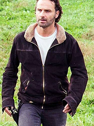 Rick Grimes Jacket - Brown Suede Jacket for Mens - Trucker Jacket Men4