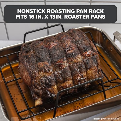Image of Viking Nonstick Roasting Pan Rack, Fits 16 x 13 Inch Roaster Pans, Great for Turkey, Dishwasher and Oven Safe, Black