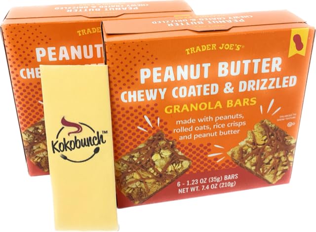 Trader Joes Paquete de barras de granola con revestimiento y rociado de mantequilla de maní con maní y patatas fritas de arroz con kit Kokobunch -