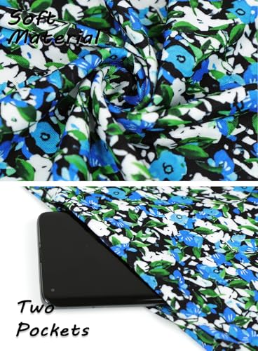 Image of SimpleFun Summer Dresses for Women Beach Floral Tshirt Sundress Casual Pockets Boho Tank Dress
