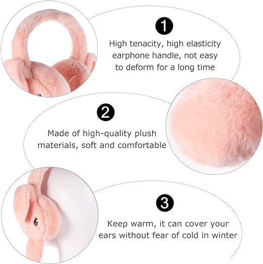 Image of Women's Winter Plush Earwarmer Bunny Earmuffs with Moving Jumping Rabbit Ears Headbands Winter Ear Warmers for Women Girls