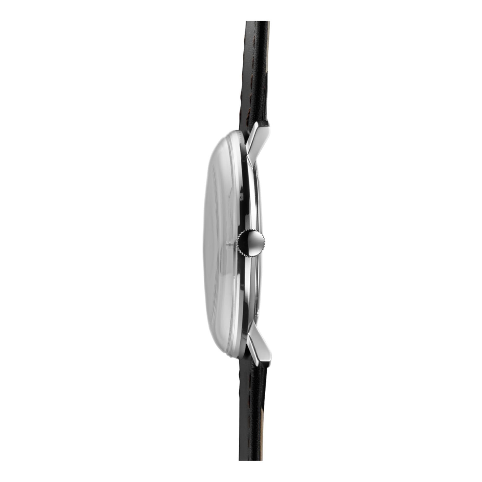 JUNGHANS max Bill Quarz Armbanduhr mit Saphirglas 41/4817.02 | präzise Quarzuhr, Armbanduhr mit minimalistischem Design, Business-Uhr mit schwarzem Lederband, edle Dress-Watch, Bauhaus-Uhr