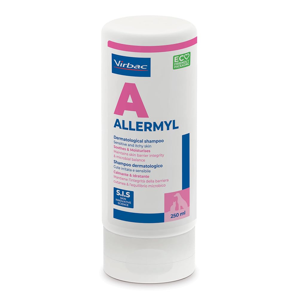 Allermyl Shampoo for Cats & Dogs - Soothes & Moisturises | Contains Vitamin E & F | Helps Restore Skin's Natural Barrier | 250ml Bottle