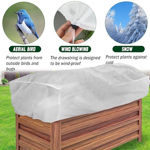 FULEIYA Rectangular Plant Cover Frost Big Size for 4×3×1FT Non Woven Fabric Garden Bed Cover with Zip Drawstring for Winter Cover Protection，Raised Beds Protect Plant Vegetable from Winter Frost by FULEIYA - Used condition - Image 4