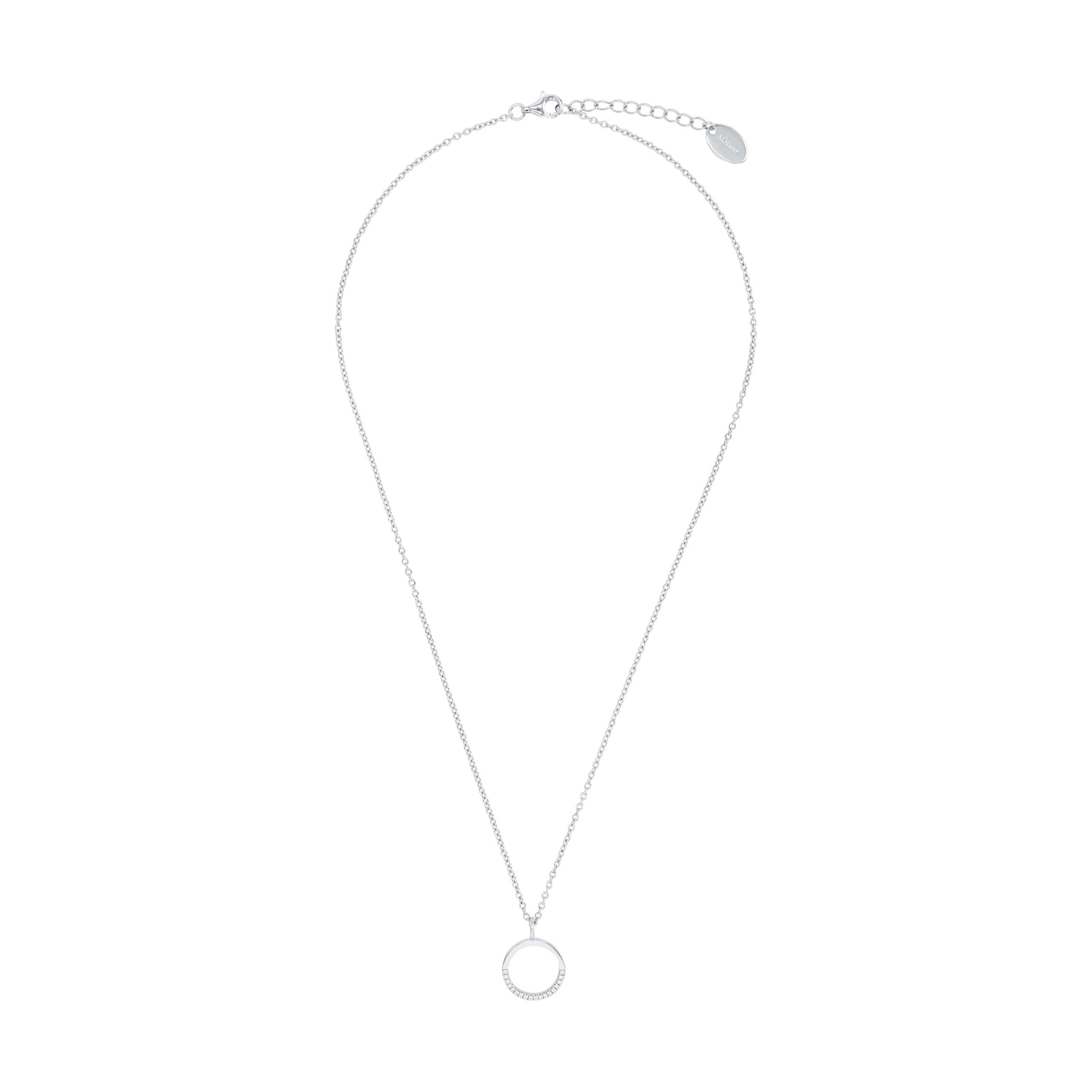 s.Oliver Kette mit Anhänger aus Edelstahl/925 Sterling Silber für Damen, Halsschmuck, mit Kristall, Kommt in Schmuck Geschenk Box – Ansicht 4
