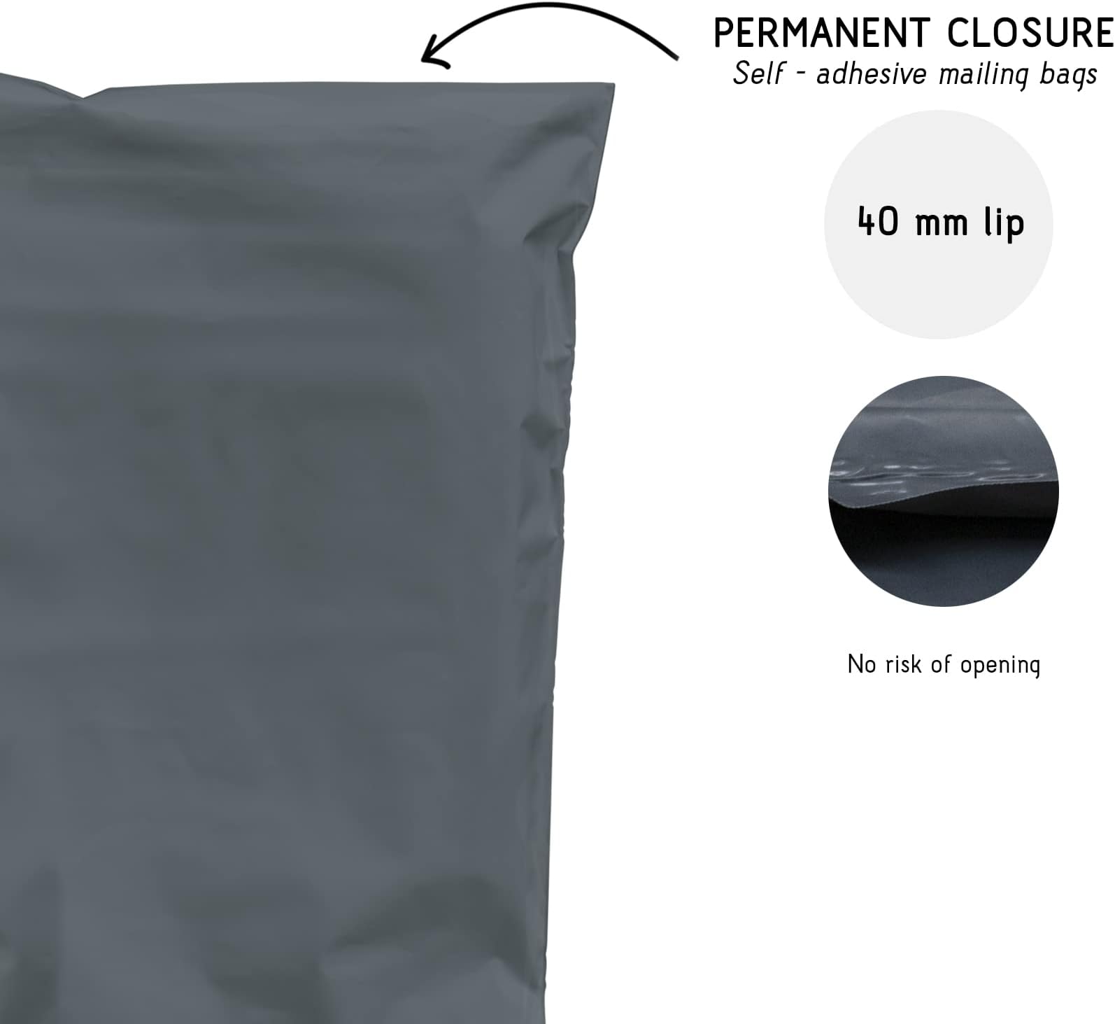 Straame 60 Mixed Size Grey Mailing Postal Bags, Self-Seal Closure Packaging Bags, Delivery Mailing Bag Flexible and Tempered Proof, 4 Sizes Small to Large Postal Bags 15 Each