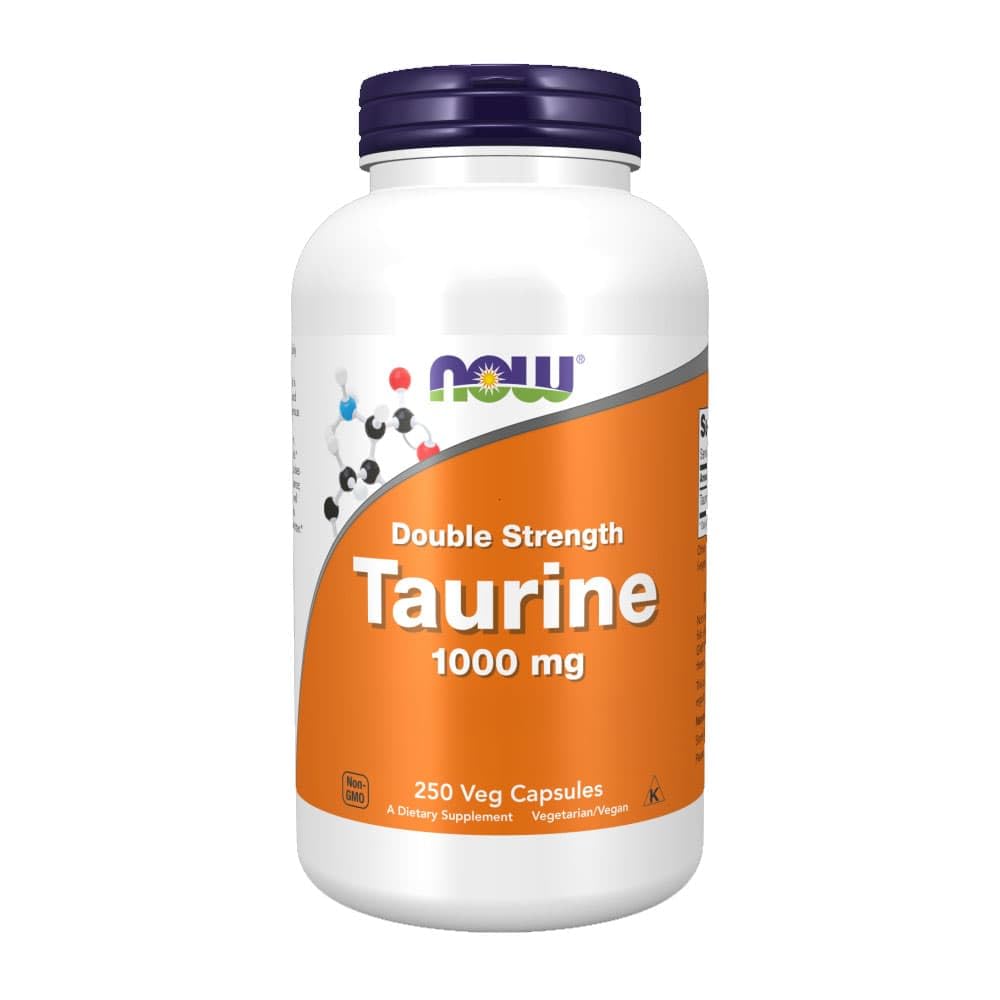 NOW Supplements, Taurine 1,000 mg, Double Strength, Nervous System Health*, 250 Veg Capsules
