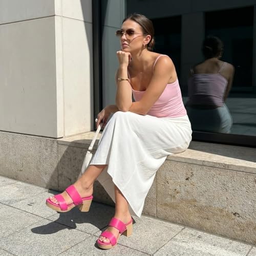 Image of CUSHIONAIRE Sky Platform Sandals for Women, Faux Wood Block Heel Slide with Comfort Foam Footbed and Vegan Leather Straps, Wide Width Available