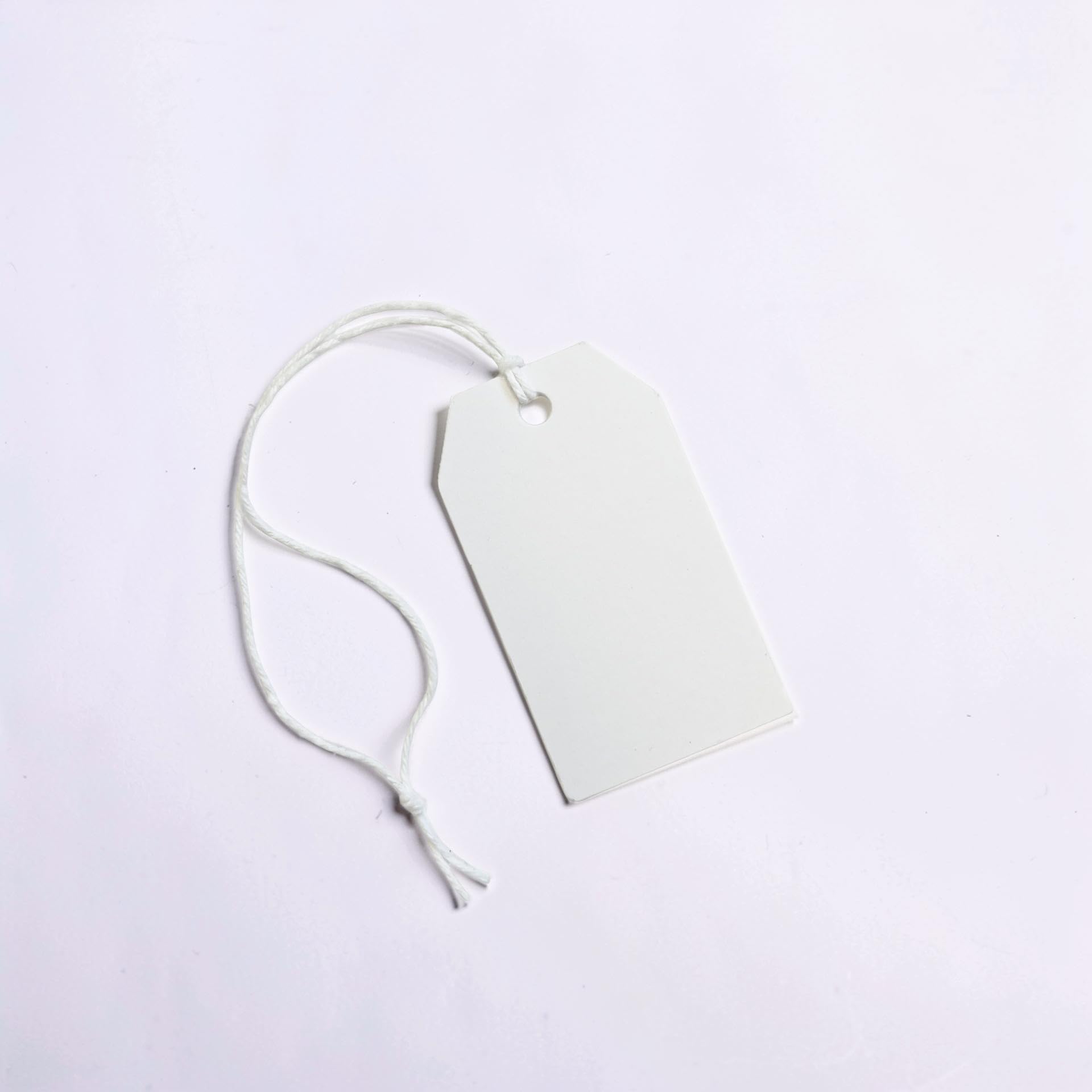 Cartellini Bianchi Premium, 65x35 mm, 300 g/m², 200 Pezzi con Laccetti (già infilati), Cartellini per Etichette Prodotti e Prezzi