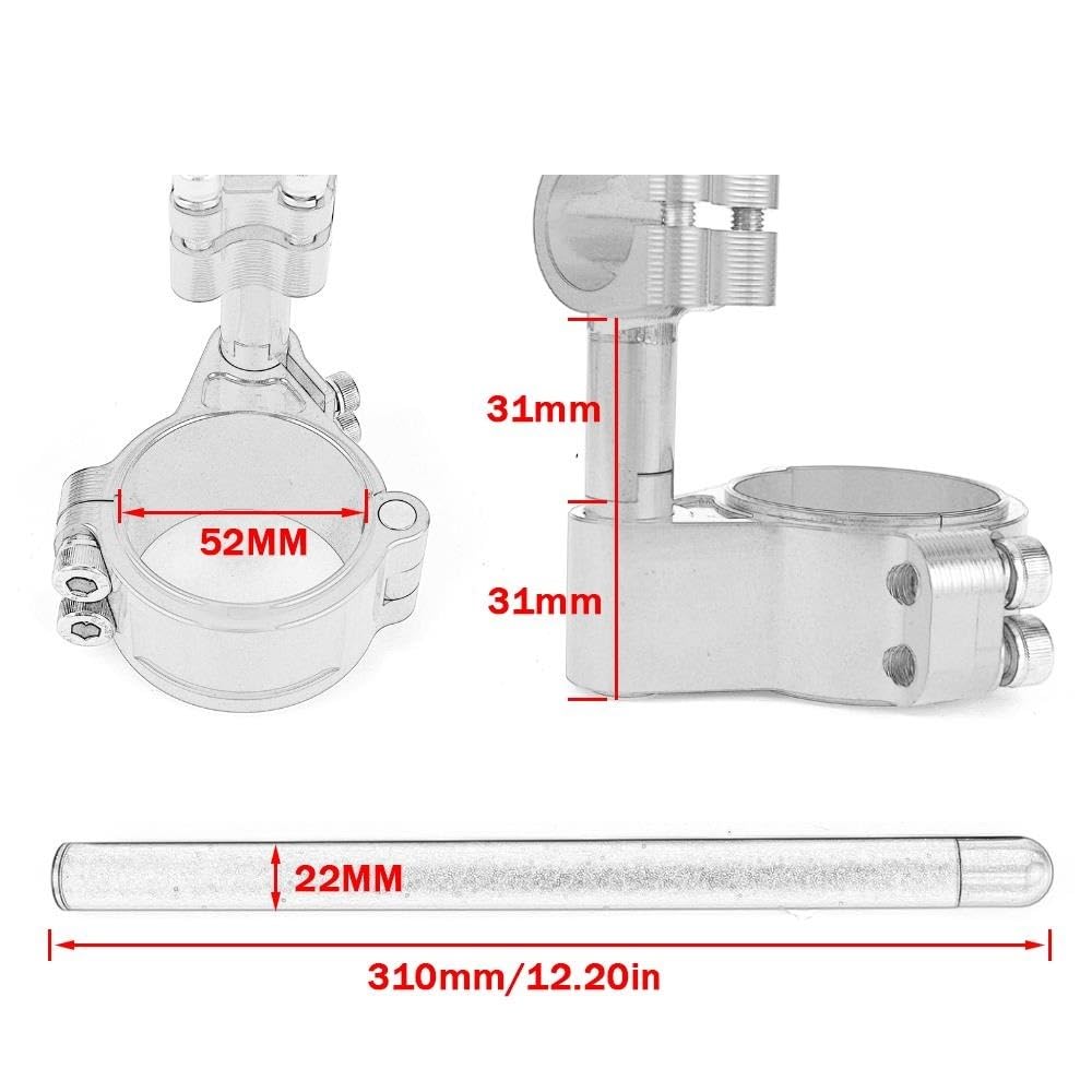 manubri moto bassi Manubri per moto Manubrio Racing regolabile | Manubrio a forcella con clip CNC 37mm 45mm 51mm 52mm 58mm Manubrio(52mm Gold)