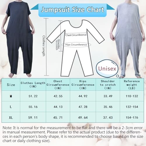 Image of Unisex Anti-Strip Adaptive Jumpsuit with Back-Zipper,One-piece Short-sleeved Trousers,Suitable for Seniors,Alzheimer's Patients,Dementia Patient,Incontinence Care