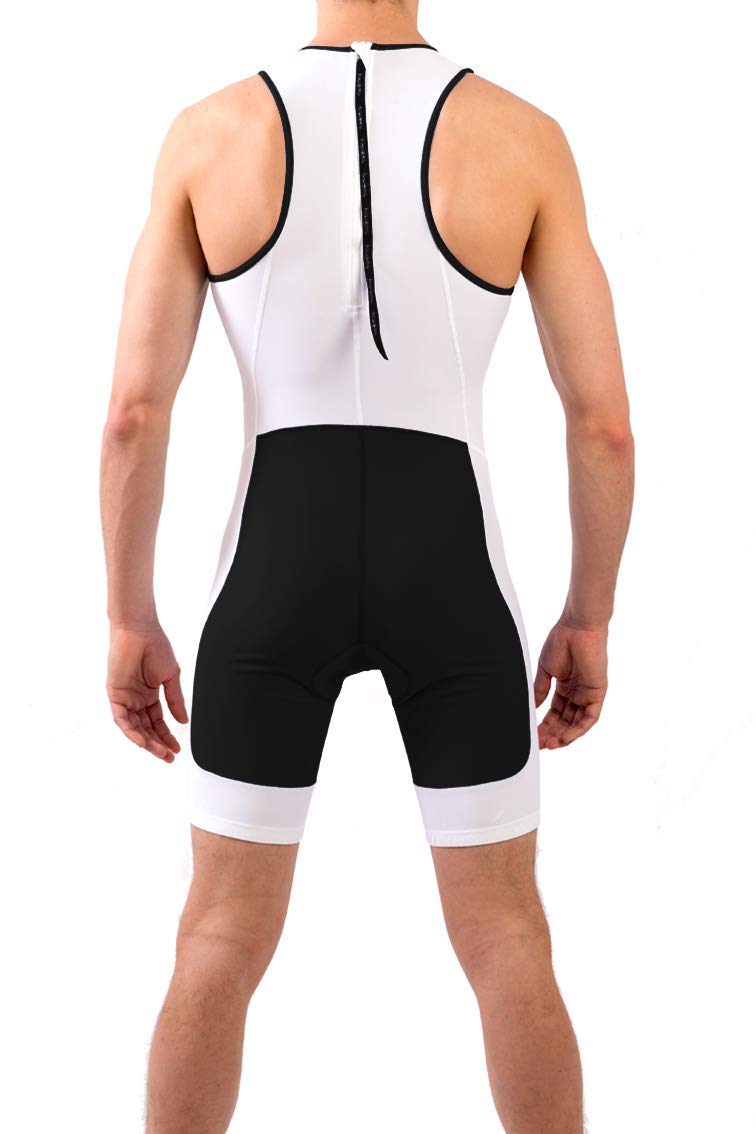 Kiwami Men's Prima Race Trisuit - Tri Suits - Trisuits Triathlon Men - (Black, White, Small)