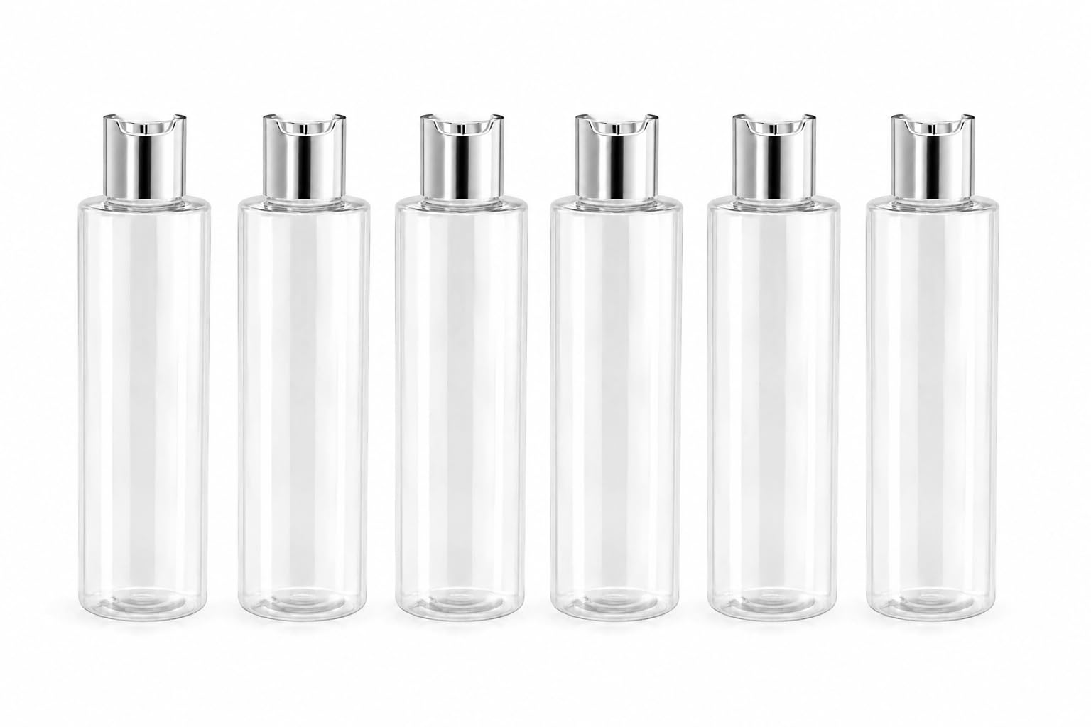 White Leaf 200Ml Empty Clear Round Bottle with Black Flip Top Cap,Multipurpose Reusable Container for Hair Oils, Shampoo, Conditioner, Lotion, Medicated Oil and Sanitizer (Pack of 6) - Plastic-image-12