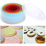 BOBOZHONG Moldes para Galletas,6 Piezas cortadores de Galletas Redondos Lisos/ondulados de Doble Cara de plástico para Sándwich Fondant Masa de Frutas Molde para Cortar Galletas para niños y Adultos