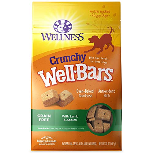 Wellness Natural WellBars Crunchy Dog Treats, Lamb & Apples, 20-Ounce Bag/2 Pack