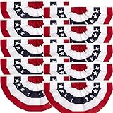 1.5x3 Ft 250th Anniversary Flag American Bunting Flag outdoor - Half Fan Banner Pleated Patriotic Polyester USA Flag for 4th of July Decorations 10pack