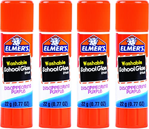 Glue Stick, Purple School Glue Sticks, Disappearing Purple Office Glue Sticks, School Glue Stick, 0.24 oz Per Glue Stick - 4 Glue Stick Pack