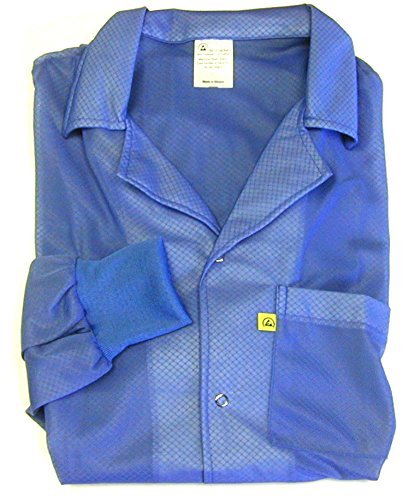 Image of ESD Jacket, Certified Level 3 Protective Lightweight Workwear & High Shielding Anti-Static Lab Coat, Full Sleeve,Knit Cuff ESD Smock, Light Blue - 5X-Large (JKCS 8809LB)