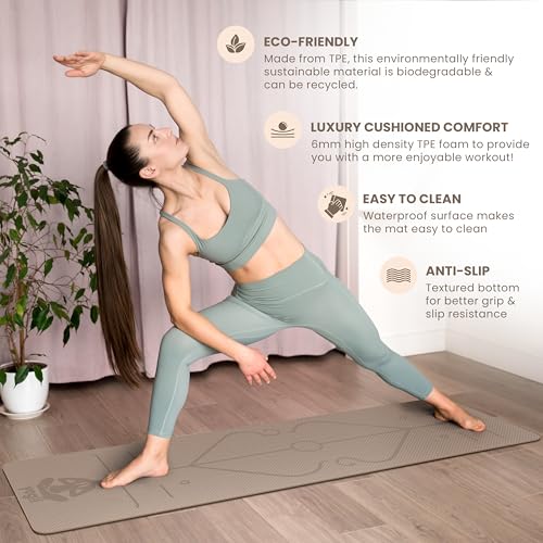 Yogii Yoga Mat - Non-Slip 6mm Thick TPE & Travel-friendly Yoga Mat - Perfect for Home & Gym Exercise Fitness & Pilates - With Laser Alignment Guides for Men & Women - Image 8
