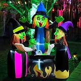 Decoración inflable de Halloween gato negro baja a su precio más económico SQEEQE Decoraciones inflables de Halloween para Exteriores 1.8 m, con Luces LED, 3 Divertidas Brujas hinchables para...