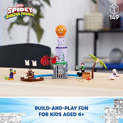 Image of LEGO Marvel Team Spidey at Green Goblin's Lighthouse 10790, Toy for Kids Ages 4+ with Pirate Shipwreck, Miles Morales Minifigure & More, Spidey and His Amazing Friends Series