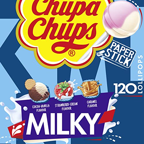 Chupa Chups Milky LutscherBeutel, Nachfüllbeutel mit 120 Lollis in 3 cremigen